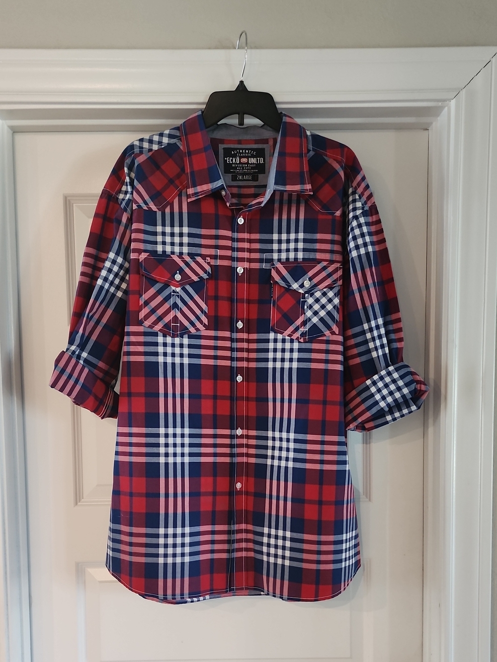 Men's Ecko Unlimited Red & Navy Plaid Button-Up Shirt